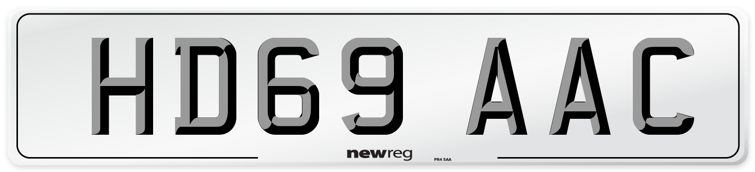 HD69 AAC Number Plate from New Reg